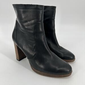 Paul Green Weston Boot Womens US 8.5 UK 6 Black Leather High Heel Fashion Ankle